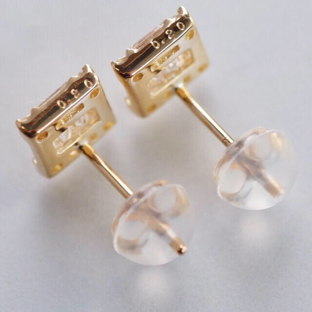 K18 ダイヤモンド 0.40ct バゲットカット ピアス K18 ダイヤモンド 0.40ct バゲットカット ピアス