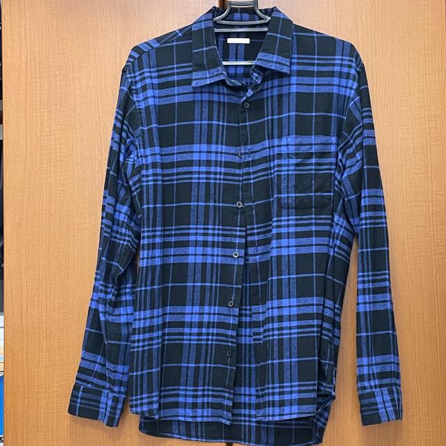 GU(ジーユー)のGU ジーユー メンズ チェックシャツ L 綿 100% ブルー 長袖 秋 冬 メンズのトップス(シャツ)の商品写真