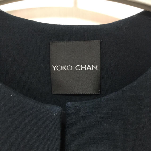 BARNEYS NEW YORK(バーニーズニューヨーク)のYOKO CHAN ヨーコチャン　ノーカラーコート　ネイビー　冠婚葬祭 レディースのジャケット/アウター(ノーカラージャケット)の商品写真