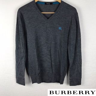 バーバリーブラックレーベル(BURBERRY BLACK LABEL)の美品 BURBERRY BLACK LABEL 長袖ニット ハイゲージ グレー(ニット/セーター)