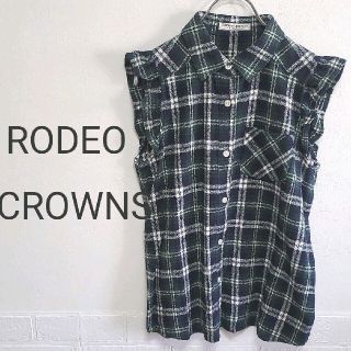 ロデオクラウンズ(RODEO CROWNS)の【RODEOCROWNS】　チェックシャツ　ノースリーブ　S(シャツ/ブラウス(半袖/袖なし))