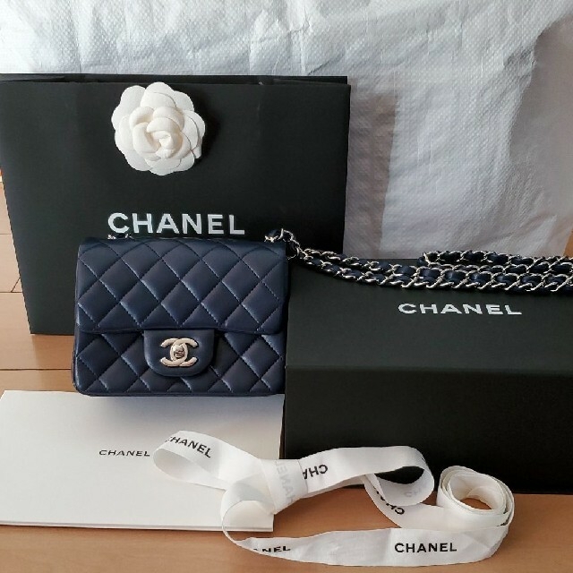 千葉そごう購入 CHANEL ミニマトラッセ チェーンショルダーバッグ ネイビーレディース