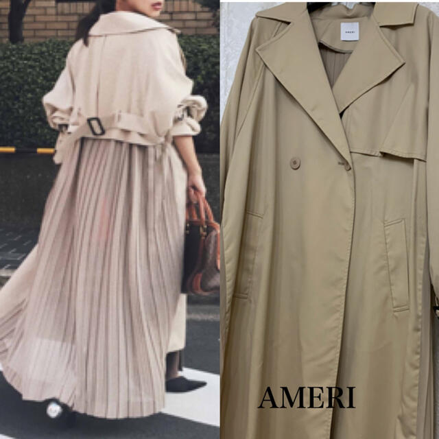 Ameri VINTAGE(アメリヴィンテージ)のSEE THROUGH BACK PLEATS TRENCH レディースのジャケット/アウター(トレンチコート)の商品写真