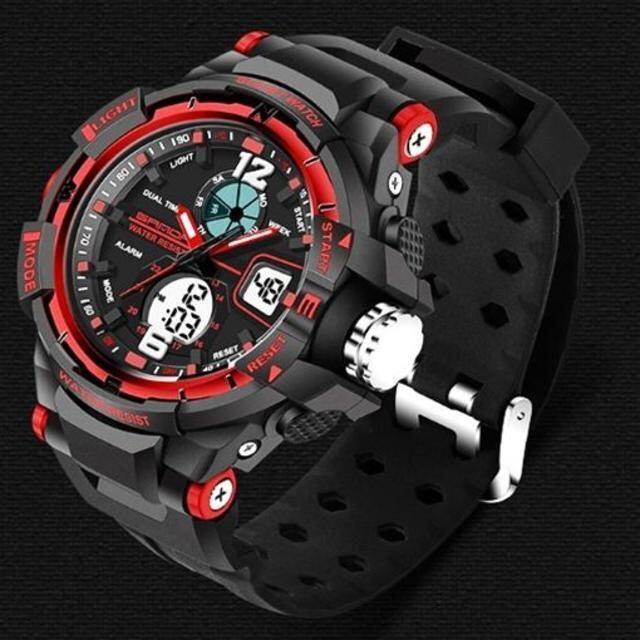 ■2021新入荷■赤　デュアルディスプレイ　防水ダイバーズ　ウォッチ メンズの時計(腕時計(デジタル))の商品写真