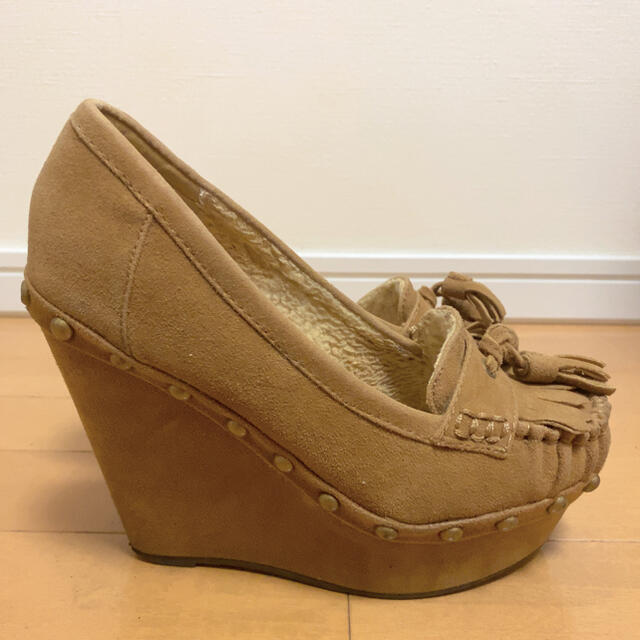 ウェッジソール　ローファー　ブラウン レディースの靴/シューズ(ローファー/革靴)の商品写真