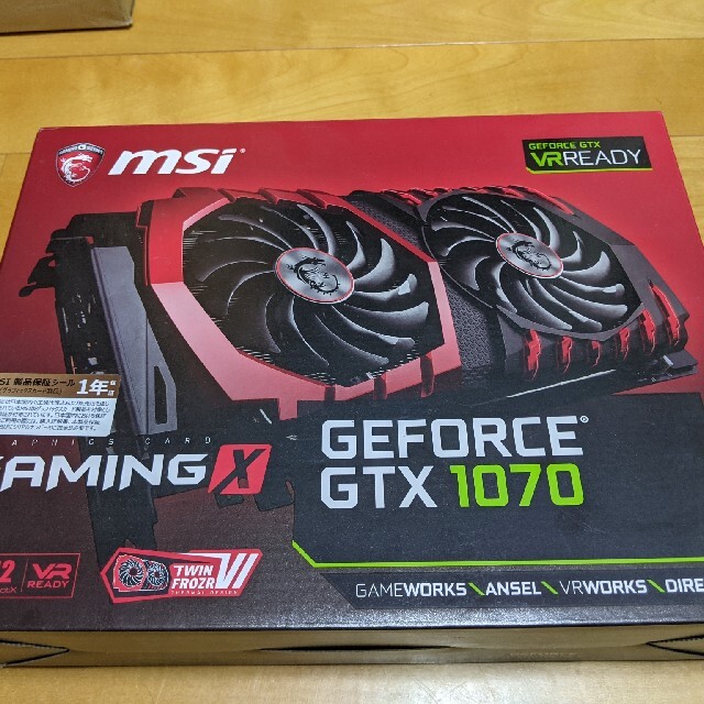 美品 MSI GeForce GTX 1070 GAMING X8PC/タブレット