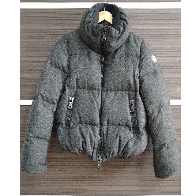 美品☆　MONCLER モンクレール　ショート　ダウン　ウール　ロロ・ピアーナダークグレーチャコールグレー系