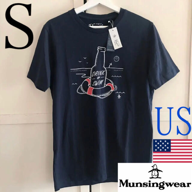 レア 新品 マンシングウェア USA メンズTシャツ S ネイビー