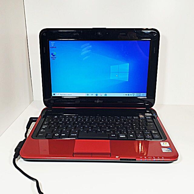 富士通(フジツウ)の【鮮やかな赤】ノートパソコン　Windows10 即使用可　アプリ多数 スマホ/家電/カメラのPC/タブレット(ノートPC)の商品写真
