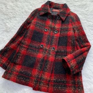 Max Mara ウールアルパカコート ミックスツイード タータンチェック