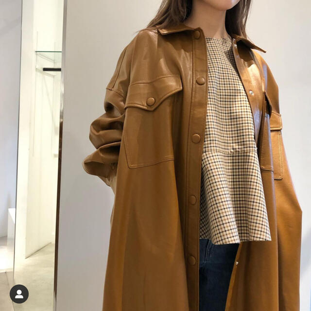 LECIELBLEUルシェルブルーfaux leather shirt coat