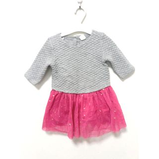 ベビーギャップ(babyGAP)のセール　gap ベビー　チュール　ワンピース　長袖　ピンク　12-18M 80(ワンピース)