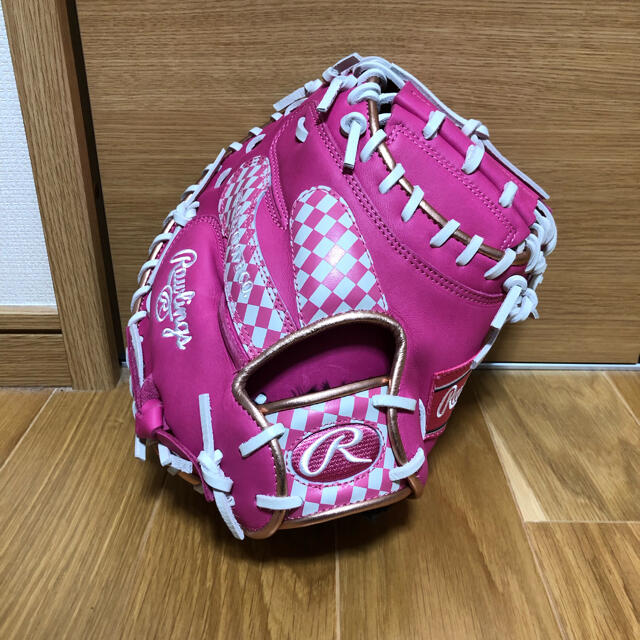 Rawlings(ローリングス)の【希少】ローリングス　軟式用キャッチャーミット　ピンク　33インチ スポーツ/アウトドアの野球(グローブ)の商品写真