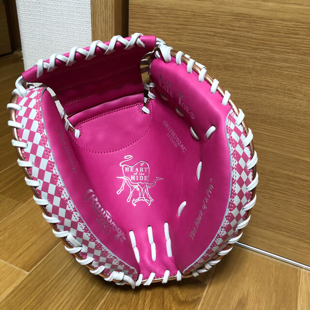 Rawlings(ローリングス)の【希少】ローリングス　軟式用キャッチャーミット　ピンク　33インチ スポーツ/アウトドアの野球(グローブ)の商品写真