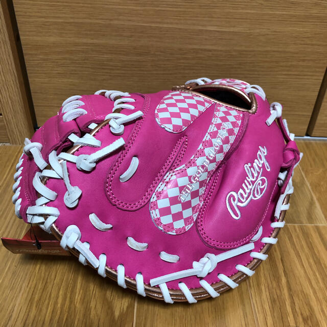 Rawlings(ローリングス)の【希少】ローリングス　軟式用キャッチャーミット　ピンク　33インチ スポーツ/アウトドアの野球(グローブ)の商品写真