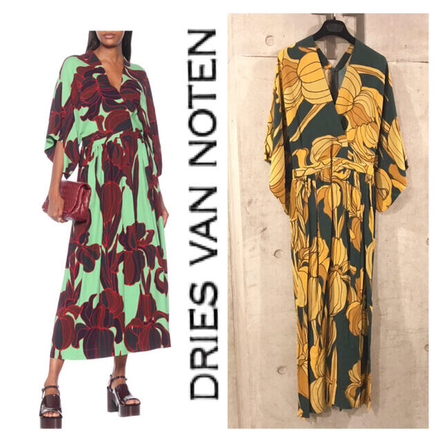 158000円◾️素材【Dries van noten】20aw新品未使用/アイリス柄ワンピース