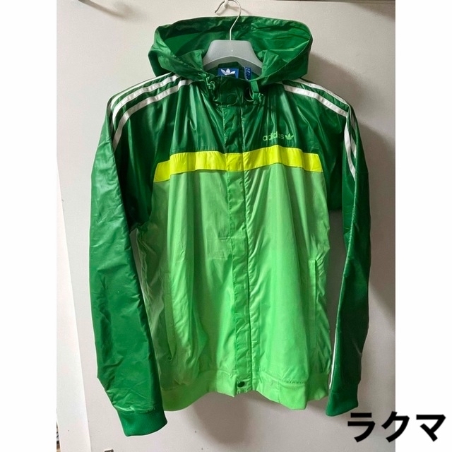 adidas(アディダス)のレア★adidas originals 緑ウインドブレーカー ナイロン パーカー メンズのジャケット/アウター(ナイロンジャケット)の商品写真