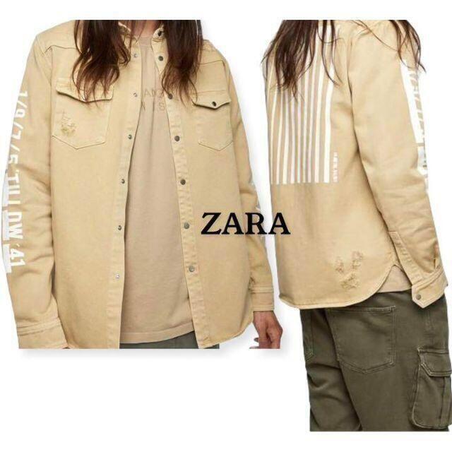 ZARA(ザラ)のZARA ザラ 長袖 バックプリントダメージ デニムシャツ メンズのジャケット/アウター(Gジャン/デニムジャケット)の商品写真