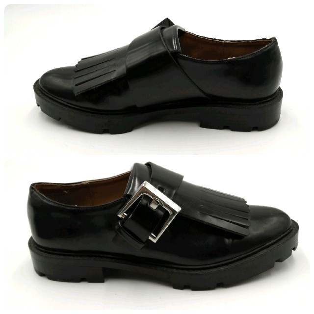 ZARA(ザラ)のZARA ローファー 革靴 フリンジ ブラック 黒 37 レディースの靴/シューズ(ローファー/革靴)の商品写真