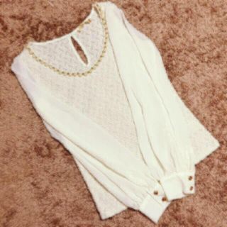 リュクスローズ(Luxe Rose)のLuxe Rose＊ビジューツイードTOPS＊美品(カットソー(長袖/七分))