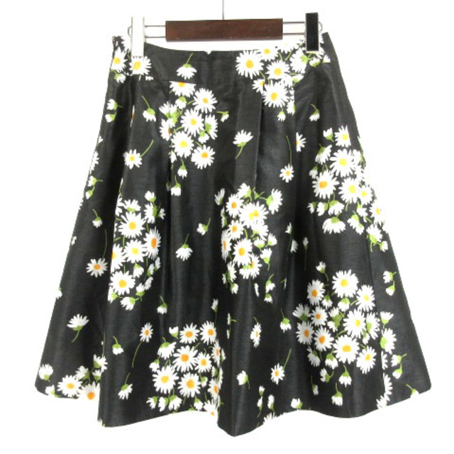 M'S GRACY(エムズグレイシー)のエムズグレイシー M'S GRACY 花柄 タック スカート 38 ブラック レディースのスカート(その他)の商品写真
