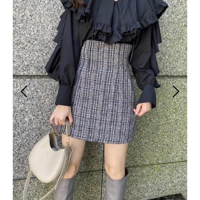 snidel ハイウエストスカショーパン ツイード