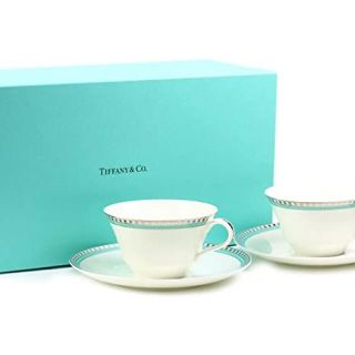 ティファニー(Tiffany & Co.)のTIFFANY＆Co  プラチナ ブルーバンド カップアンドソーサー(グラス/カップ)