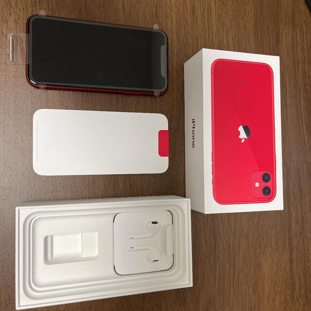 スマートフォン本体新品　iPhone 11 RED 128 GB SIMフリー　ガラスフィルム付き