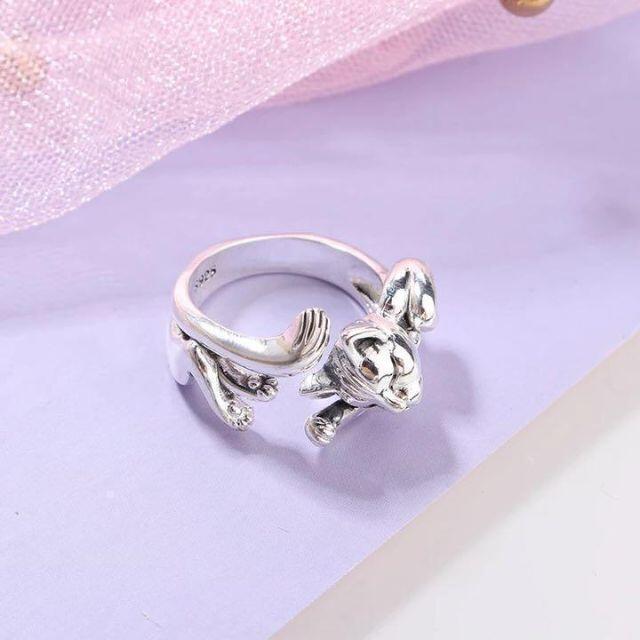 猫 リング S925 ヴィンテージ レディースのアクセサリー(リング(指輪))の商品写真