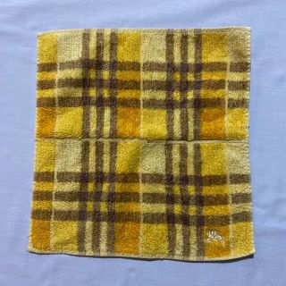 バーバリー(BURBERRY)のバーバリー　タオルハンカチ　イエローチェック　中古品　#1227(ハンカチ)