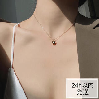 【大人気】シンプル ハート ネックレス ゴールド 韓国 海外ファッション(ネックレス)