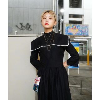 トーガ(TOGA)のJOHN LITMUS NAVY STRIPED DRESS(ロングワンピース/マキシワンピース)