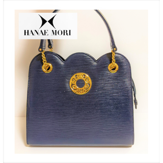 ハナエモリ(HANAE MORI)のハナエモリ　ハンドバッグ　美品　紺　ネイビー(ハンドバッグ)