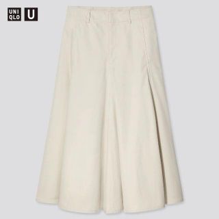 ユニクロ(UNIQLO)のユニクロユー U コットンツイルフレアスカート 64 NATURAL(ひざ丈スカート)