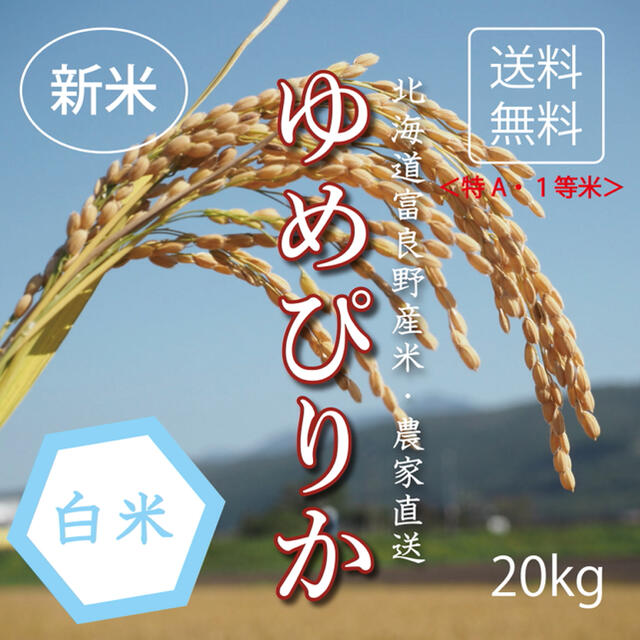 一等米　令和5年産　北海道産米　白米　ゆめぴりか　新米　減農薬　20㎏