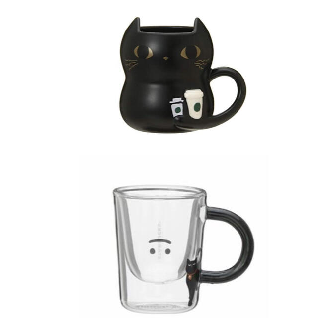 Starbucks Coffee - スタバ ハロウィン ネコマグカップ おばけグラスの