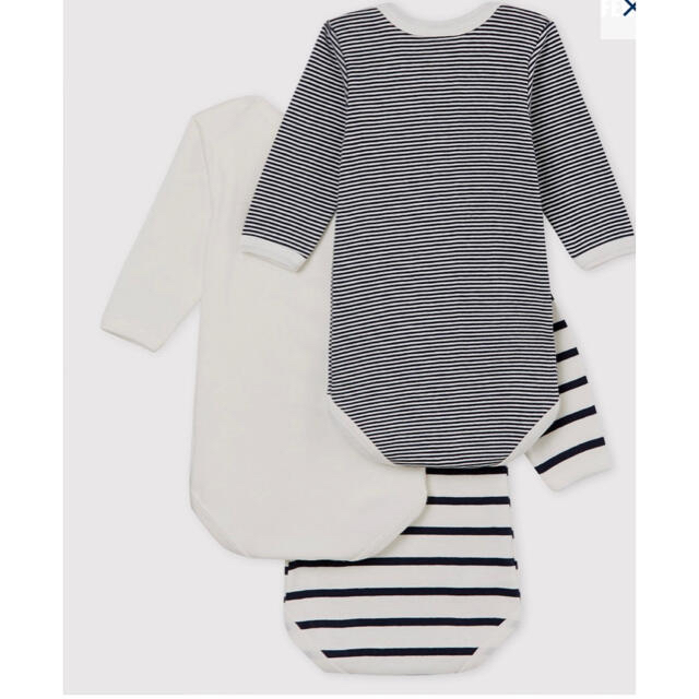 PETIT BATEAU(プチバトー)の専用　プチバトー　新品長袖ボディ3枚組　マリニエール　18m/81cm キッズ/ベビー/マタニティのベビー服(~85cm)(ロンパース)の商品写真