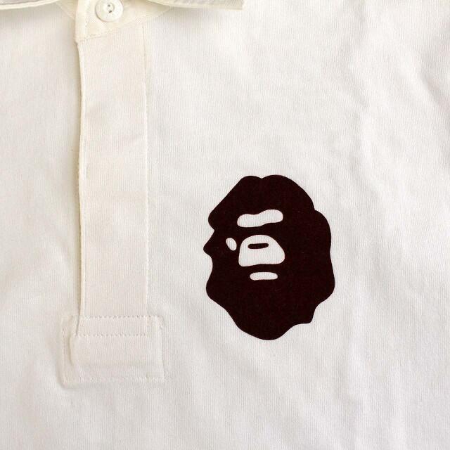 A BATHING APE(アベイシングエイプ)のアベイシングエイプ ポロシャツ 長袖 猿ロゴ エルボーパッチ コットン S 白 メンズのトップス(ポロシャツ)の商品写真