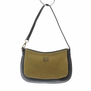 ロエベ(LOEWE)のロエベ アクセサリーポーチ ハンドバッグ スエード 切替 レザー ベージュ 茶(ポーチ)