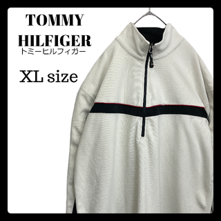 トミーヒルフィガー(TOMMY HILFIGER)のUSA古着 トミーヒルフィガー ハーフジップ ブルゾン ジャージ 白 XLサイズ(ブルゾン)