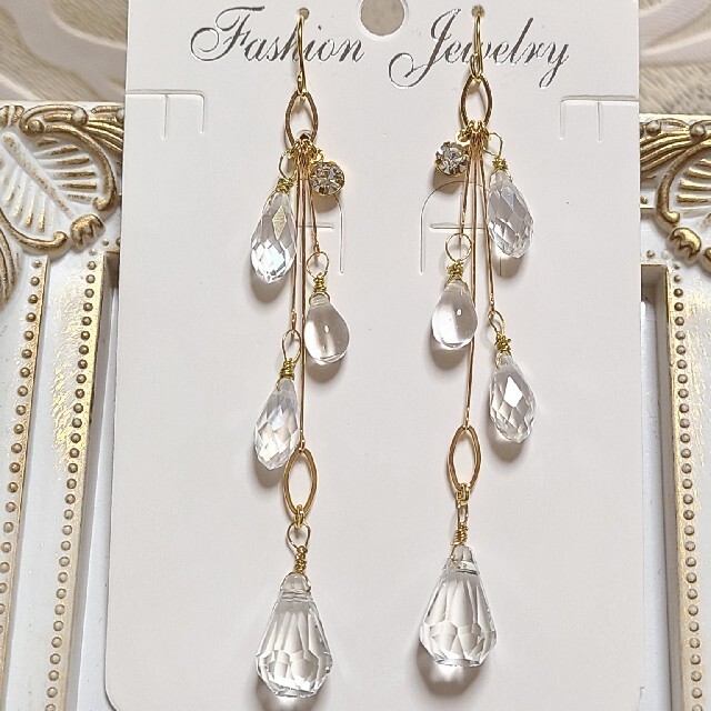 高い素材】 ご確認ページ❇お得❇クリア雫ピアス 408 ピアス - majra