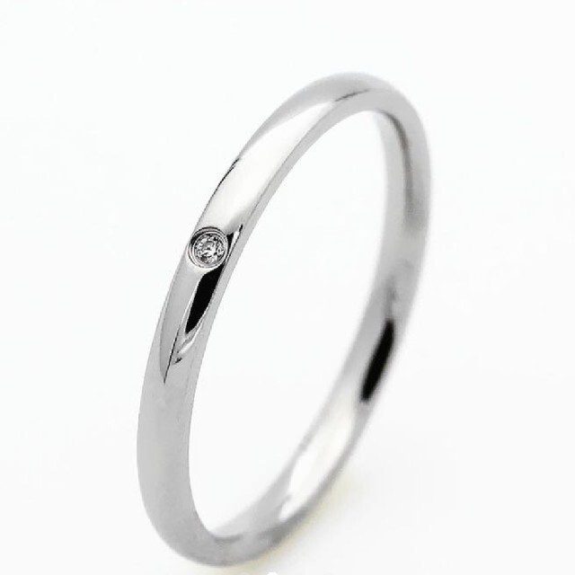 ステンレスリング　ワンストーンリング　ピンキーリング　指輪　金属アレルギー対応 レディースのアクセサリー(リング(指輪))の商品写真