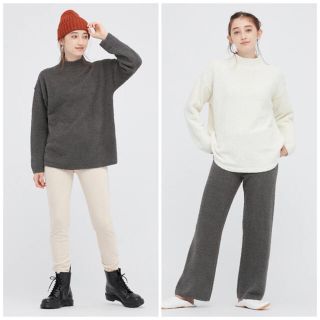 ユニクロ(UNIQLO)のUNIQLO ソフトフラッフィーモックネックセーター　パンツセット(ルームウェア)