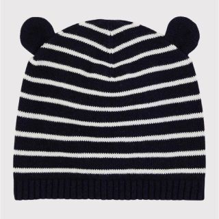 プチバトー(PETIT BATEAU)の新品　 PETIT BATEAU マリニエール耳付きニットキャップ　2-3歳用(帽子)