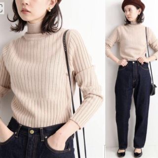 イエナ(IENA)の2019AW デザインリブプルオーバー 定価17,600円　ピンクベージュ(ニット/セーター)