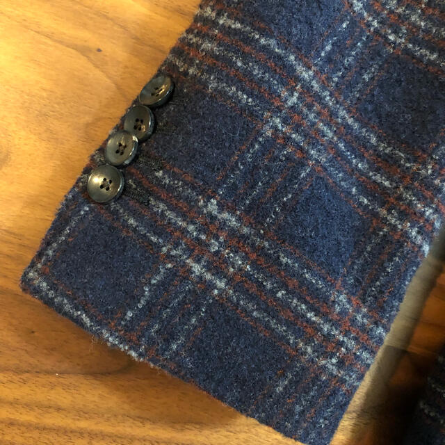 超美品】LARDINIラルディーニネイビーチェックジャケット48イタリア