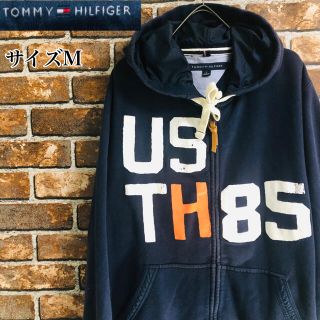 トミーヒルフィガー(TOMMY HILFIGER)の■希少■トミーヒルフィガー　ジップパーカー　Mサイズ  デカロゴ  ネイビー(パーカー)