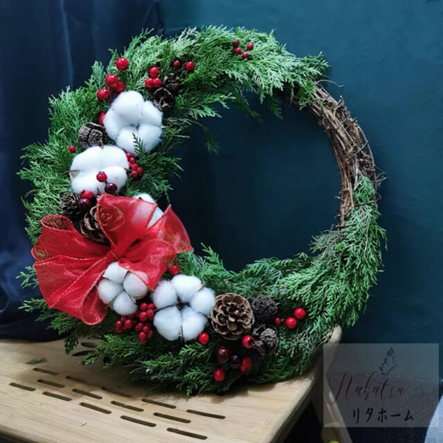 クリスマスリース 手作り DIY材料 花輪 玄関飾り フラワーリース 造花