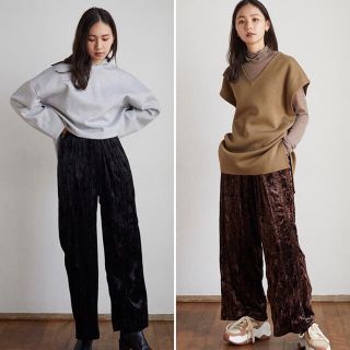 RANDEBOO Velvet pants (Black) 単品(カジュアルパンツ)