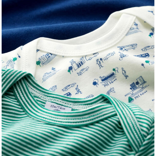 PETIT BATEAU(プチバトー)のプチバトー　新品　長袖　ボディ　3枚組　ロンパース　18m/81cm キッズ/ベビー/マタニティのベビー服(~85cm)(ロンパース)の商品写真